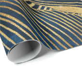 Elegantes Blue Gold Leaf Design Geschenkpapier (Rolleneckpunkt)