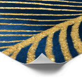 Elegantes Blue Gold Leaf Design Poster (Ecke)