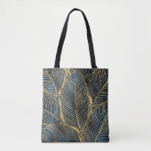 Elegantes Blue Gold Leaf Design Tasche (Vorderseite)