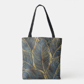 Elegantes Blue Gold Leaf Design Tasche (Rückseite)