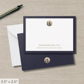 Elegantes Blue Gold Logo Mitteilungskarte