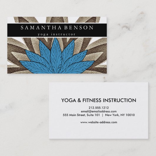 Elegantes Blue & Gold Lotus Blume Logo Yoga Visitenkarte (Vorne/Hinten)