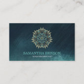 Elegantes Blue & Gold Lotus Yoga Instructor Busine Visitenkarte (Vorderseite)