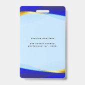 Elegantes Blue Gold Luxury Designer Logo Ausweis (Rückseite)