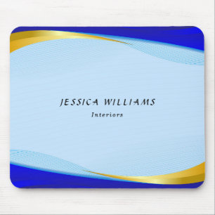 Elegantes Blue Gold Luxury Designer Logo Business Mousepad