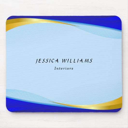 Elegantes Blue Gold Luxury Designer Logo Business Mousepad (Vorne)