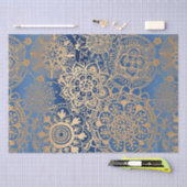 Elegantes Blue Gold Mandala Muster Seidenpapier (Handwerk)