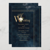 Elegantes Blue Gold Moderne Hochzeitseinladung Einladung (Vorne/Hinten)