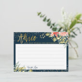 Elegantes Blue Gold Pension Flat Hinweiskarte (Stehend Vorderseite)