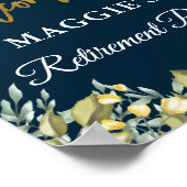 Elegantes Blue Gold Retirement Party Willkommen Poster (Ecke)