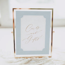 Elegantes Blue Gold Script Cards und Geschenke-Zei Poster