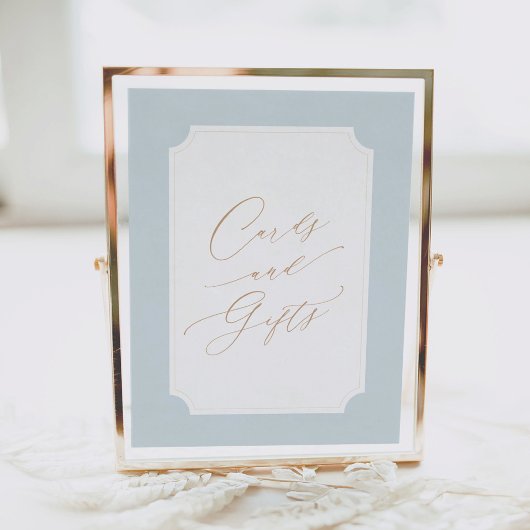 Elegantes Blue Gold Script Cards und Geschenke-Zei Poster