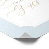 Elegantes Blue Gold Script Cards und Geschenke-Zei Poster (Ecke)