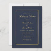 Elegantes Blue Gold Script Probe Dinner Einladung (Vorderseite)