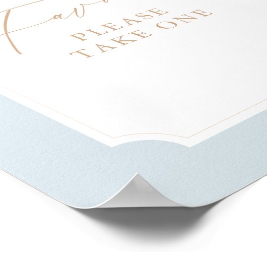 Elegantes Blue-Gold-Script-Taufen Favorit-Zeichen Poster (Ecke)