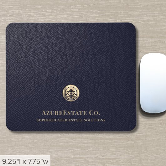 Elegantes Blue Gold Siegel Logo Mousepad