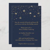 Elegantes Blue & Gold Weihnachtsdesign-Party Einladung (Vorne/Hinten)