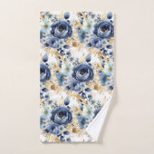 Elegantes Blue Gold Weiße Rose Handtuch Set (Handtuch)
