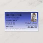 Elegantes Blue Gradient Palm Leaf Logo und Foto Visitenkarte (Rückseite)