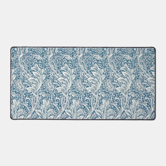 Elegantes Blue & Gray Acanthus Leaf Muster Schreibtischunterlage (Vorderseite)