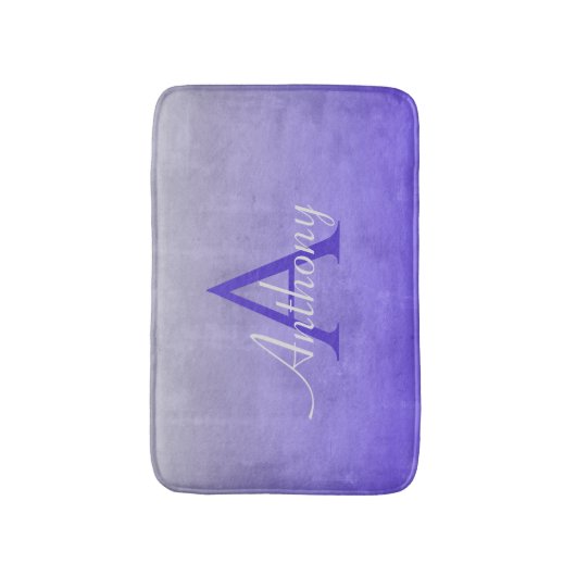 Elegantes Blue Gray rustikales Abstraktes Monogram Badematte (Vorderseite Vertikal)