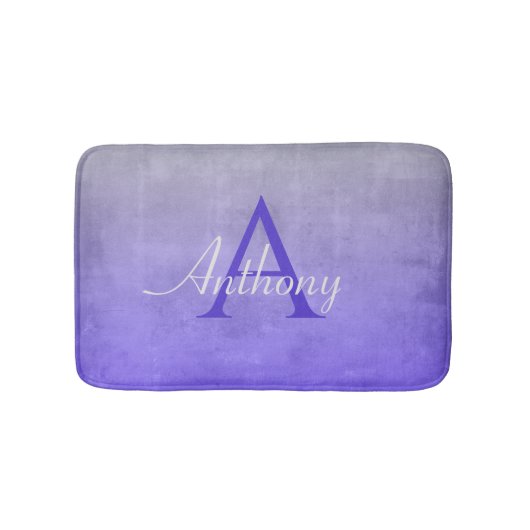 Elegantes Blue Gray rustikales Abstraktes Monogram Badematte (Vorderseite)