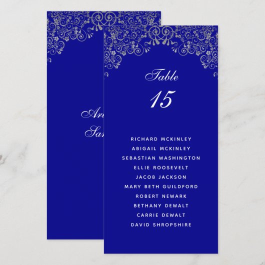 Elegantes Blue Gray Wedding Seating Chart (Vorne/Hinten)
