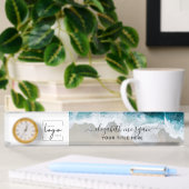 Elegantes Blue Green Beach Custom Script-Logo Namensplakette