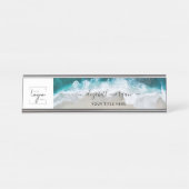 Elegantes Blue Green Beach Custom Script-Logo Schreibtischnamensplakette (Vorderseite )