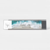 Elegantes Blue Green Beach Custom Script-Logo Schreibtischnamensplakette (Vorderseite )
