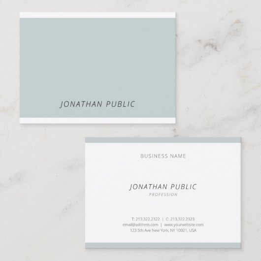 Elegantes Blue Green Simple Template Moderne Trend Visitenkarte (Vorne/Hinten)