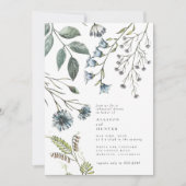 Elegantes Blue Green Wildblume Probe Dinner Einladung (Vorderseite)