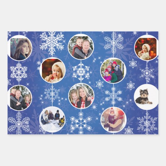 Elegantes Blue Hanukkah Family Erinnerungen Foto Geschenkpapier Set (Vorderseite 3)