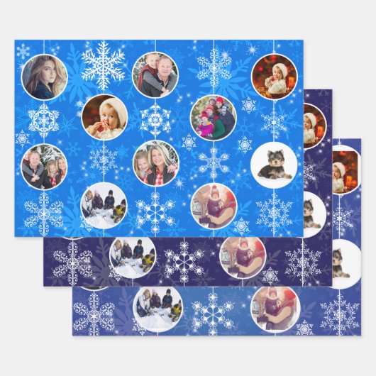 Elegantes Blue Hanukkah Family Erinnerungen Foto Geschenkpapier Set (Set)