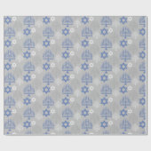 Elegantes Blue Hanukkah Urlaubsmuster Geschenkpapier (Flach)