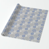 Elegantes Blue Hanukkah Urlaubsmuster Geschenkpapier (Ungerollt)