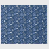 Elegantes Blue Hanukkah Urlaubsmuster Geschenkpapier (Flach)