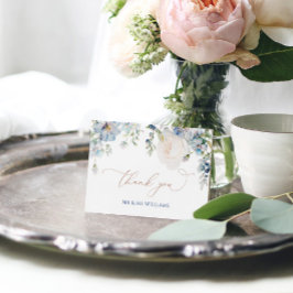 Elegantes Blue Hidrangea & Rose Hochzeit Dankeskarte