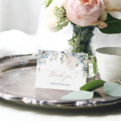 Elegantes Blue Hidrangea & Rose Hochzeit Dankeskarte