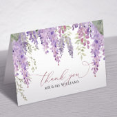 Elegantes Blue Hidrangea & Rose Hochzeit Dankeskarte