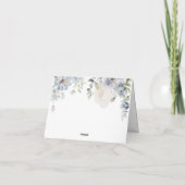 Elegantes Blue Hidrangea & Rose Hochzeit Dankeskarte (Rückseite)