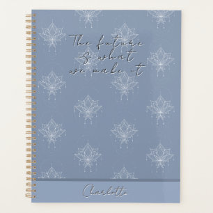 Elegantes Blue Hübsch Floral Lotus Zukunftsangebot Planer