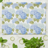 Elegantes Blue Hydragea Blume Muster Monogramm Geschirrtuch (Gefaltet)