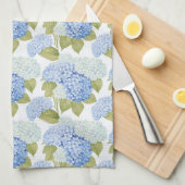 Elegantes Blue Hydragea Blume Muster Monogramm Geschirrtuch (Viertel Falte)