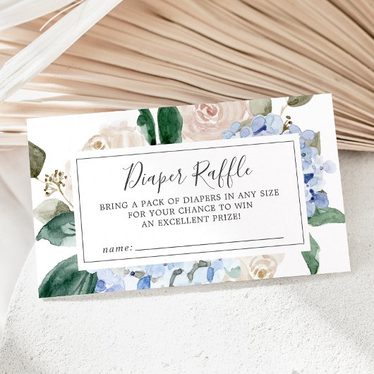 Elegantes Blue Hydrangea Baby Duwer Diaper Raffle Begleitkarte