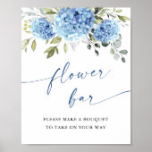 Elegantes Blue Hydrangea Blume Bar Brautparty Poster (Vorne)