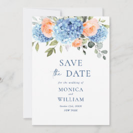 Elegantes Blue Hydrangea Blush Rose Blumenhochzeit Save The Date