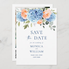 Elegantes Blue Hydrangea Blush Rose Blumenhochzeit Save The Date
