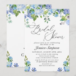 Elegantes Blue Hydrangea Brautparty Einladung