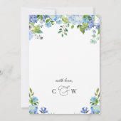 Elegantes Blue Hydrangea Brautparty Einladung (Rückseite)